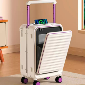 2025 nouveauté grande capacité bagages ouverts avant et latéraux PC <span class=keywords><strong>valise</strong></span> à large poignée <span class=keywords><strong>avec</strong></span> <span class=keywords><strong>chargeur</strong></span> <span class=keywords><strong>USB</strong></span> bagages à main - Product Image 1