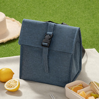Sac à déjeuner isotherme en tissu Oxford de style japonais avec bouton-pression, boîte à bento, sac fourre-tout, design portable à bandoulière pour les employés de bureau et les étudiants