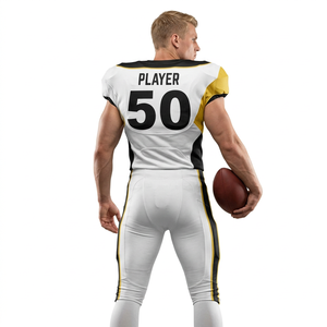 <b>White</b> Sleeveless American Football Jersey With Number 50 V-Neck Moisture Wicking Polyester Uniform For <b>Men</b> Adult Fitted Style - Product Image 5