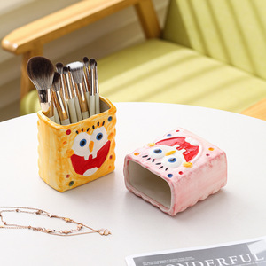 Portalápices de Cerámica con Diseño Creativo de Dibujos Animados, Estilo Americano, Hecho en Fujian, Caja de Almacenamiento para Cepillos de Dientes, Brochas de Maquillaje, <span class=keywords><strong>Bob</strong></span> <span class=keywords><strong>Esponja</strong></span> - Product Image 2