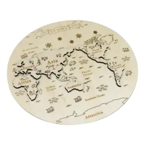 Kids Gift Toy Wooden Puzzle World Map Puzzle 3D Wood World Map Wall Art