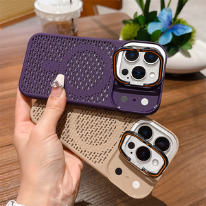Original Cooling Magnetic <b>holder</b> Phone case for <b>iPhone</b> 17 16 15 14 Pro Max Converted stand Breathable Mesh Honeycomb Back Cover - Product Image 5