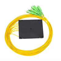 Splitter Serat Optik Kaset 1x8 SC APC ABS PLC SM Single Mode Pasif Optic Coupler Connector FTTH di Panel Patch ODF FTTX