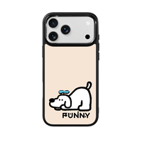 Coque de téléphone AG Feeling Black Edge avec motif chien couché doré pour iPhone 17, 17 Pro Max, 16 Pro, 15, 15 Pro Max – Coque magnétique