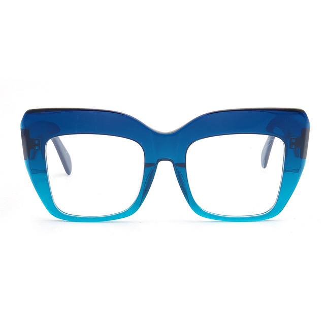 Handmade Gradient Blue Frame New Oversized Big Frame Cat Eye Acetate Eyewear Optical Glasses for Women Men
