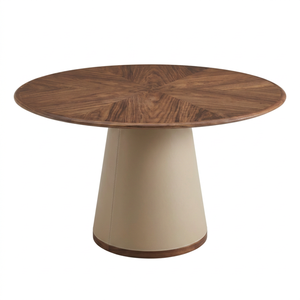 Luxury Spacious <b>Round</b> Whole <b>Solid</b> <b>Wood</b> <b>Dining</b> Counter Smooth Circular Tabletop Meal Stand with Detachable Side Wine Rack - Product Image 1
