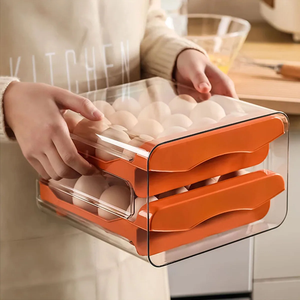 1pcs Refrigerator <b>egg</b> <b>storage</b> box drawer type crisper kitchen <b>egg</b> carton tray can be stacked double-layer <b>egg</b> shelf - Product Image 5