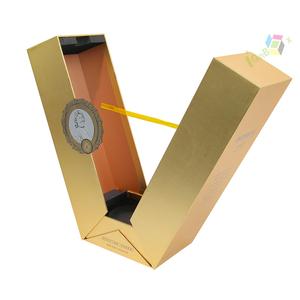 Boîte à vin de luxe en or mat avec logo personnalisé, matériaux recyclés écologiques, insert en <span class=keywords><strong>mousse</strong></span> noire et ruban - Product Image 2