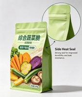 Sac à salade et à collation en PE durable, anti-humidité, à huit côtés, avec fermeture éclair facile à déchirer, personnalisable, robuste et autoportant