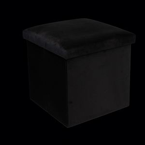 Pouf de rangement moderne en velours gris, meuble de salon, tabouret en tissu - Product Image 3