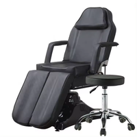Chaise de tatouage rotative noire, fauteuil de piercing, fauteuil de salon de beauté, fauteuil de tatouage pliable, lit de massage