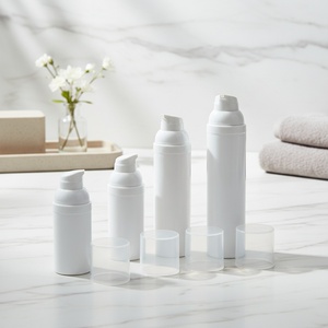 Flacon vide blanc cosmétique sans air en PP, forme ronde, scellé sous vide avec pompe pour masque facial et logo personnalisé - Product Image 3