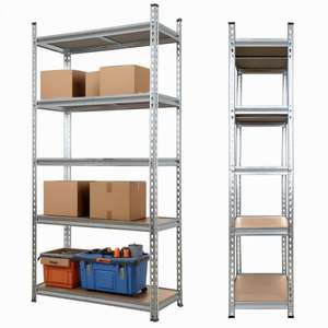 דף הבית ללא דופי 5 גדיים מדפים ברזל מתלה לוח מחסן אחסון מתכת פלדה מדף יחידת תצוגה מדפים - Product Image 1