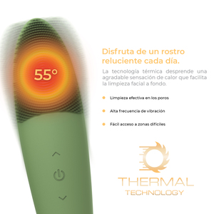 Cepillo de limpieza facial eléctrico verde con niveles de potencia ajustables para limpieza profunda y exfoliación - Product Image 5