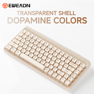 Clavier à membrane EWEADN V75 Blush RGB avec <span class=keywords><strong>coque</strong></span> transparente, caractères imprimés UV, clavier multicolore avec prise en charge multilingue - Product Image 3