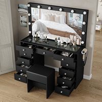 Table de maquillage personnalisée multifonctionnelle pour la maison Armoire de rangement moderne simple pour chambre Commode éclairée pour hôtel Salle de bain en bois