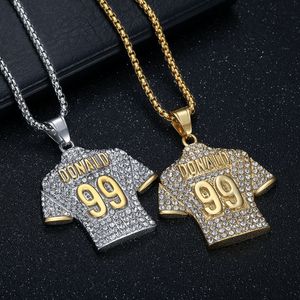 Vente chaude <span class=keywords><strong>NFL</strong></span> Football Donald 99 <span class=keywords><strong>Jersey</strong></span> Pendentif Collier pour Enfants <span class=keywords><strong>Pas</strong></span> <span class=keywords><strong>Cher</strong></span> Titane Acier Plaqué Or Diamant Clouté Hip-Hop - Product Image 3