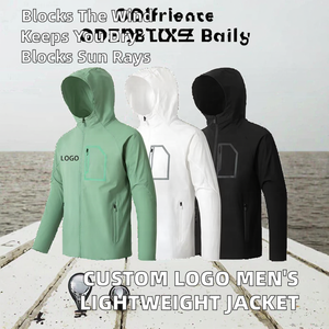 Veste longue légère personnalisée pour homme en polaire polyester/coton, coupe-vent décontractée pour l'extérieur avec fermeture éclair et revêtement solaire - Product Image 2