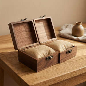 Wooden Rectangle <b>Watch</b> Box with Cotton Lining Protective Snap Closure <b>Case</b> - Product Image 4