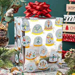 Silver Christmas Wrapping <b>Paper</b> <b>Roll</b> 17 In X 32.8 Ft Single Side Recyclable Gift <b>Wrap</b> For Holiday Crafting - Product Image 2