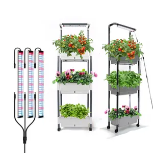 Macetas grandes de 3 niveles, soportes de luces agrícolas verticales para interiores, Kit de cultivo de plantas, torre de jardín para floración de verduras