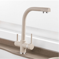 Robinet de cuisine à corps en laiton Robinets mélangeurs à 3 voies avec eau chaude et froide Robinet d'eau 3 en 1