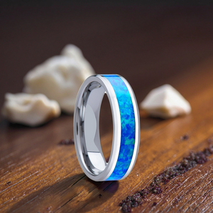 Wholesale Classic Tungsten Carbide <strong>Ring</strong> <strong>Blue</strong> <strong>Opal</strong> Inlay Engagement <strong>Ring</strong> Model TG0050 for Unisex Wedding &amp; Gift - Product Image 4