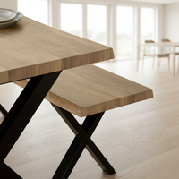 Table à manger rectangulaire carrée en bois massif de qualité supérieure, style moderne minimaliste, structure en métal multifonctionnelle, 8 places, meubles pour la maison