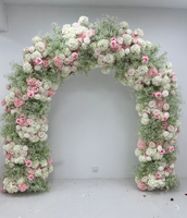 Nouvelle Arche Florale de Style Babysbreath, Composition de Roses en Soie Roses, Chemin de Table Floral Rond, Décoration de Centre de Table de Mariage