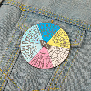 Pin de solapa giratorio grande, fabricante personalizado, I Feel Happy Sad, Mad, divertido, esmalte duro, disponible - Product Image 6