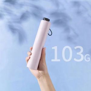 Japanese Ultra Light 190T Nylon Fabric Pongee Three <b>Fold</b> Custom Logo Pencil Anti Ultraviolet Sun Umbrella - Product Image 5