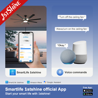 Ventilateur de plafond 1stshine de 64 pouces avec pales métalliques, grande taille, faible consommation d'énergie, ultra silencieux, économie d'énergie, avec lumière LED
