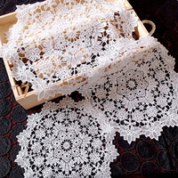 Set de table rond en dentelle blanche vintage, broderie, tapis de Noël, tissu de table, sous-verre pour tasse, mug, repas, thé, café, dessous-de-plat, cuisine