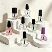 Bouteilles de vernis à ongles en verre transparentes, forme irrégulière, mignonnes et uniques, en forme de cœur pour flacons de fleurs, avec applicateur pinceau, en gros, marque privée