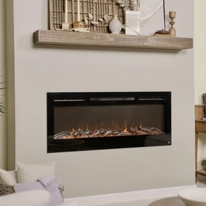 <span class=keywords><strong>Chimenea</strong></span> eléctrica empotrada en la pared Kalsubo de 50 pulgadas de ancho con 30 colores de brasas realistas - Product Image 1