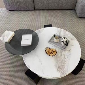 Tavolino da Caffè Moderno in Marmo Italiano con Struttura in Acciaio per <span class=keywords><strong>Soggiorno</strong></span>, Appartamento Piccolo, Arredamento di Lusso Leggero - Product Image 4