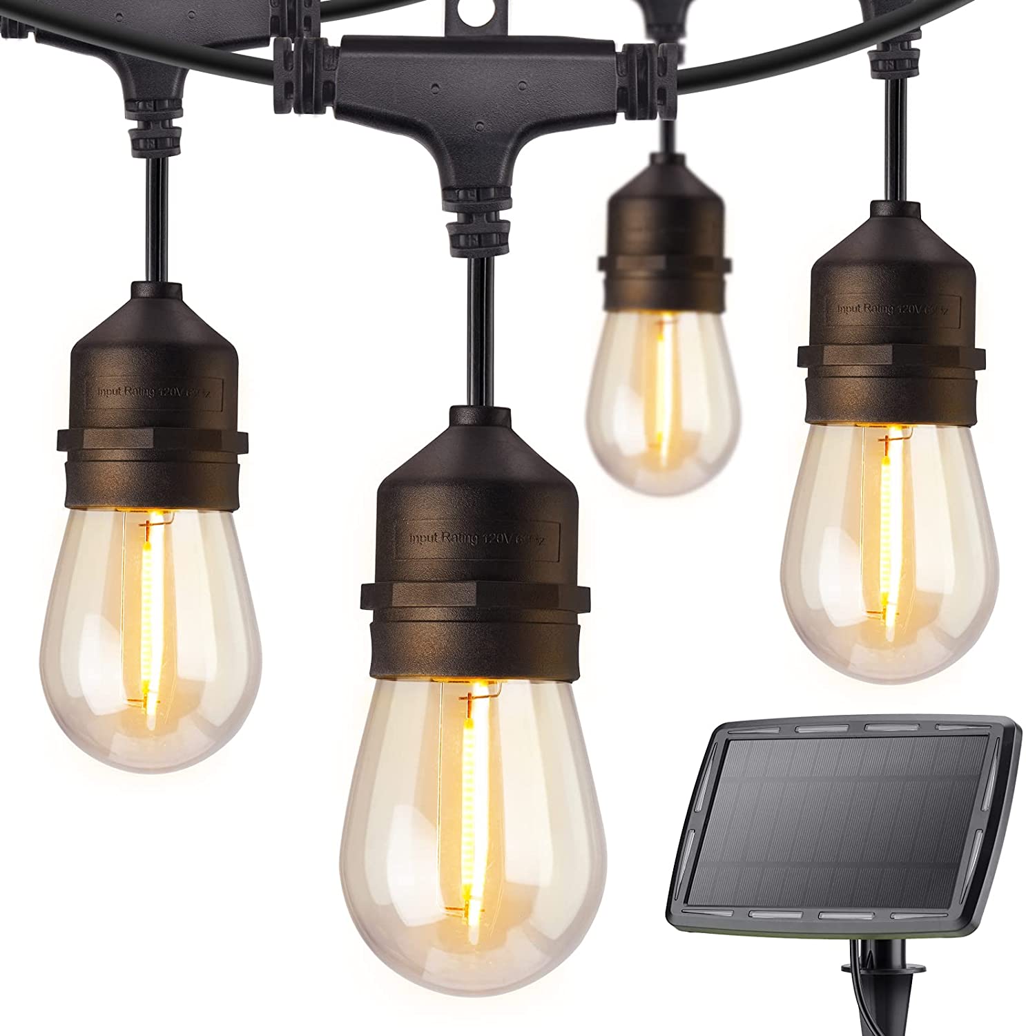 Outdoor S14 Solar String Patio Lights with 4 Lighting Mode, USB & Solar Powered String