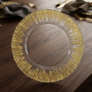 Assiette de présentation moderne de luxe personnalisée en plastique et verre, argentée et dorée, 33 cm (13 pouces), pour décoration d'événements et de fêtes, lot de 100 pièces - Product Image 2