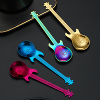 Cuillère à café en acier inoxydable 304, cuillère créative en forme de guitare, cuillère à mélanger pour tasses domestiques, pour bar et desserts