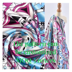 No MOQ polyester silk matte satin african print fabrics digital printing satin manufacture cloth material fabric for dresses