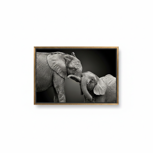 Elegant Elephant Mom and Baby <b>Canvas</b> Print: Nursery Decor Art,GOLD <b>FRAMED</b> <b>CANVAS</b> - Product Image 2