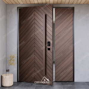 Porta d'Ingresso in Legno Massiccio con Design Asimmetrico a <span class=keywords><strong>Doppia</strong></span> <span class=keywords><strong>Anta</strong></span> e Vetrate Laterali, Ultimo Modello 2025 - Product Image 2