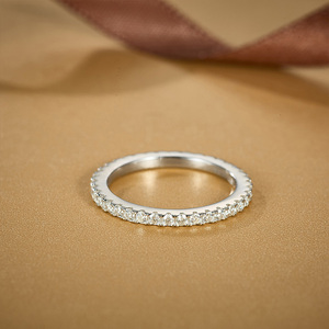 No Tariffs 925 Sterling <strong>Silver</strong> Moissanite Pave <strong>Eternity</strong> <strong>Ring</strong> GRA Certified VVS Moissanite Wedding <strong>Rings</strong> for Women Men - Product Image 1