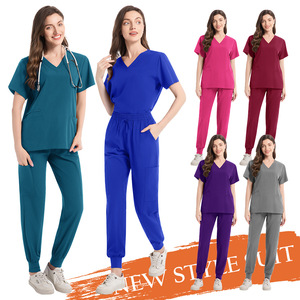 Women Medical Scrub Suits Split Set Moisture Wicking Knitted Uniforms For Nurses Doctors Hospital Wear - Product Image 1