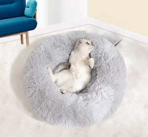 Lusso rotondo letto per cani lavabile peluche divano con modello solido in pelliccia sintetica cuccia per cuccioli e gattini - Product Image 2
