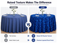 Nappe 3D en polyester à motifs floraux en relief pour la location événementielle et les salles de banquet (vente en gros)