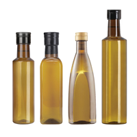 Bouteilles en plastique vert foncé de qualité alimentaire de 500 ml pour huile d'olive avec couvercle, emballages en plastique marron carrés de 250 ml et 1000 ml pour vinaigre et vin
