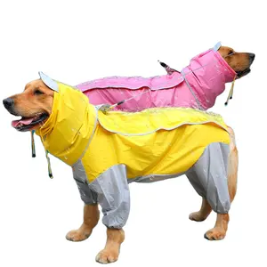 Sprimg 4 다리 방수 노란색 디자이너 브랜드 대형 개 비옷 코트 자켓 애완 동물 옷 천