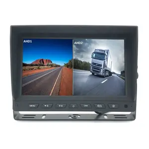 1080P voiture 2 voies écran partagé DC12V-24V 9 pouces AHD 2 canaux carte SD intégré DVR Mobile moniteur de recul pour camion tracteur
