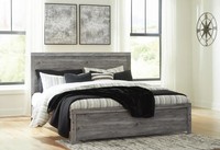 Ensemble de chambre à coucher en gros, finition gris vieilli, lit plateforme en MDF, 2 tables de nuit, commode avec miroir, suite de meubles de chambre pour la maison